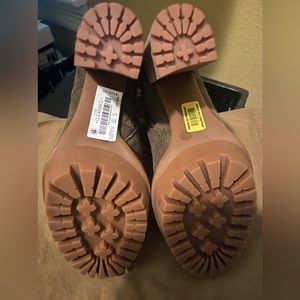 Brand new, never worn dark green platform bootie.  Suede